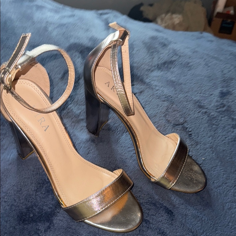 AKIRA Metallic Silver Women's Heels